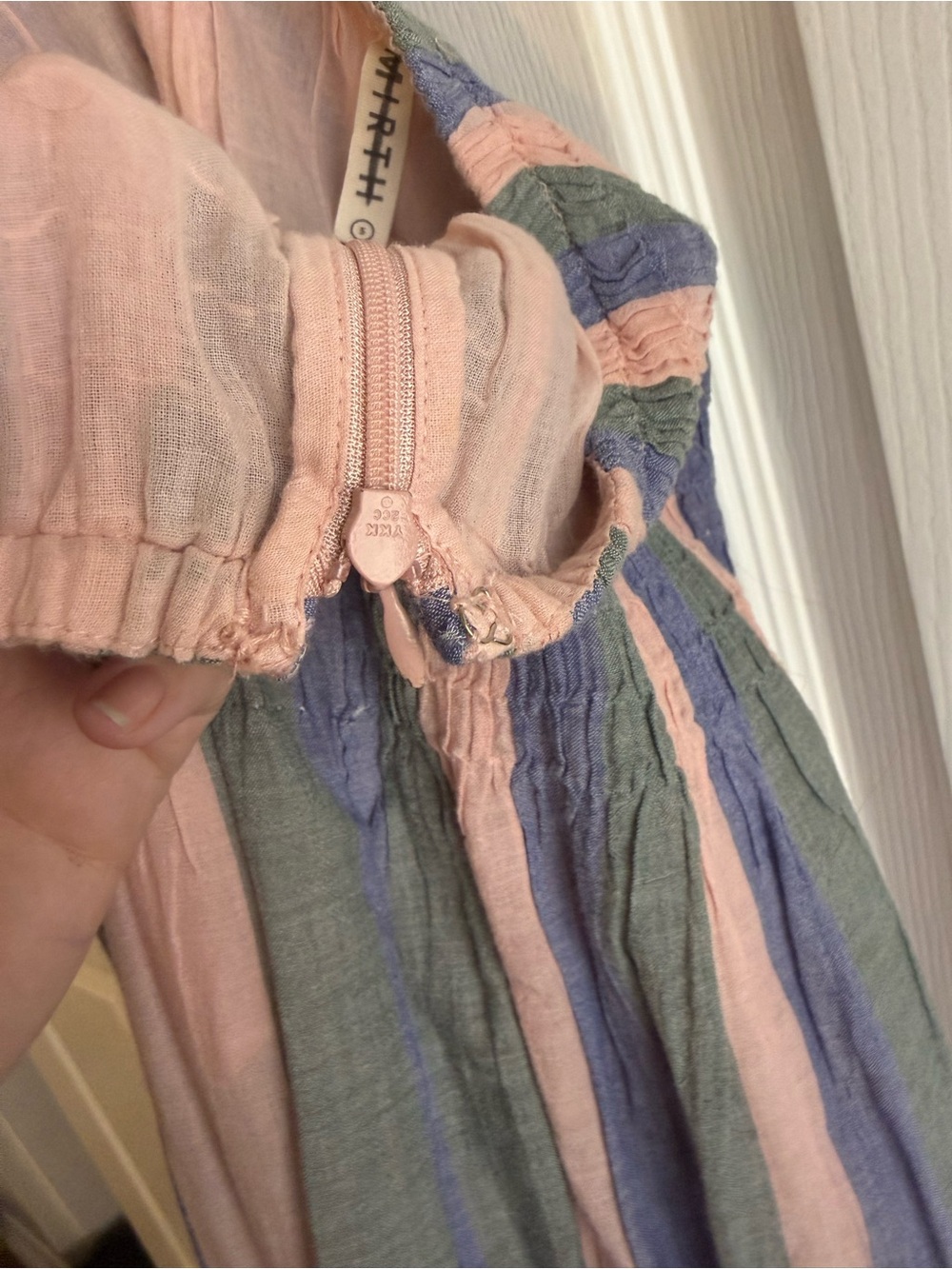 Mirth Savannah Smocked Maxi Skirt Stripe Pink Blue Green Size S - Picture 6 of 7